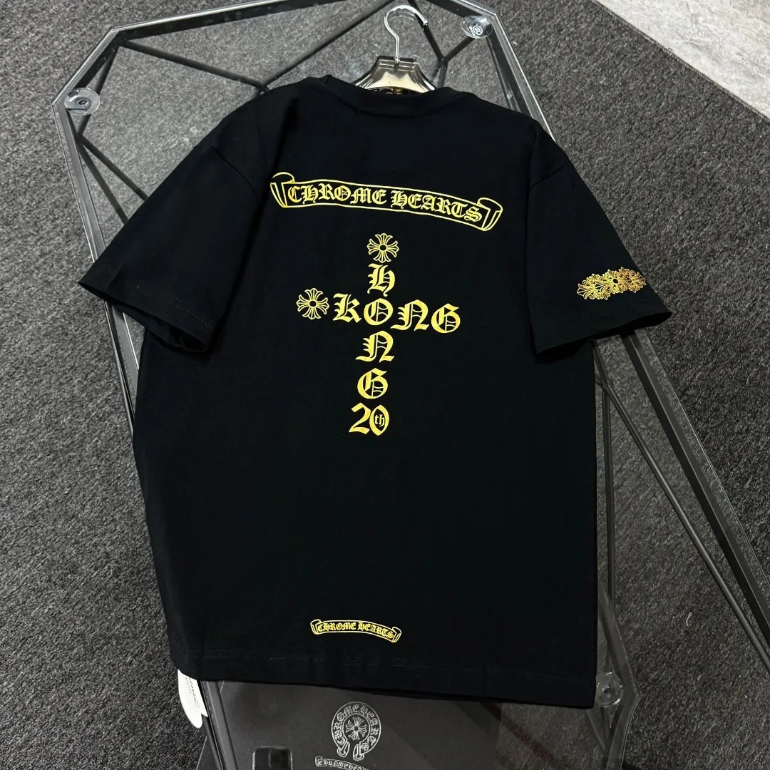P170 Chrome Hearts 25 high version fabrics made of 300 grams of high-density cotton, no deformation, no shrinkage, complete with three labels, same style for men and women Process: imported hot stamping Color: white black SIZE: S-XL